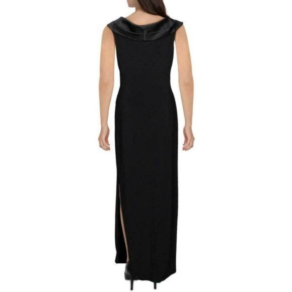 Lauren Ralph Lauren Leonetta Ruched Long Evening Formal Dress Size 6 Black - Picture 3 of 8